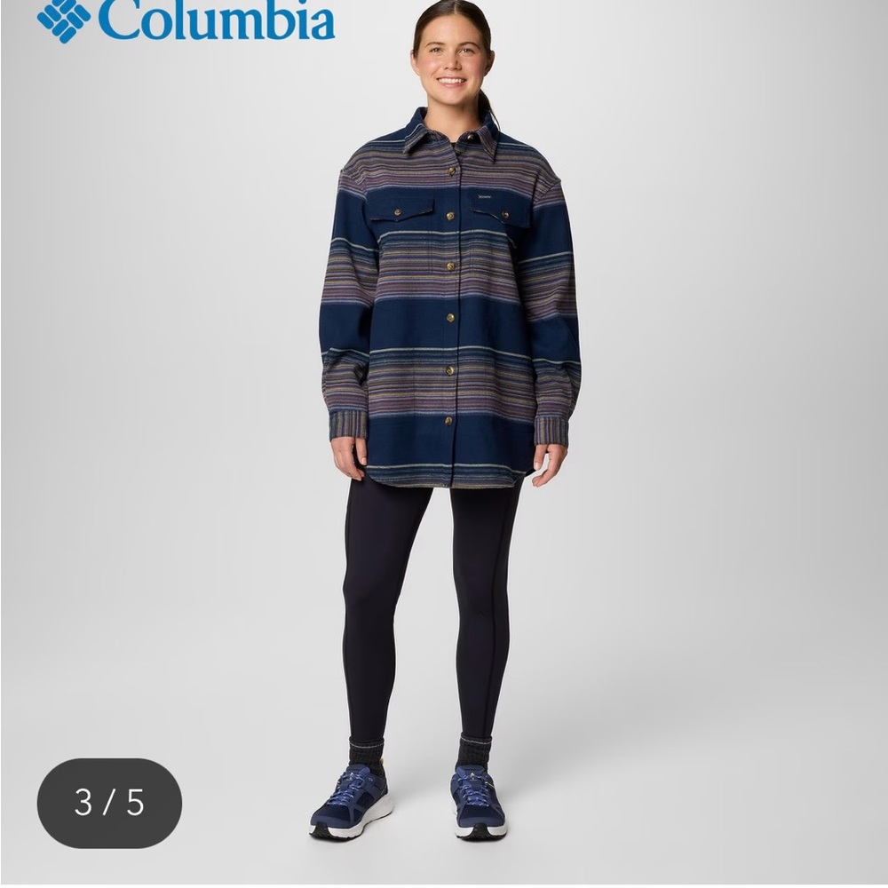 Columbia Navy and Gray Striped Shirt